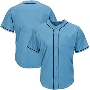 youth & adult light blue full button baseball jersey