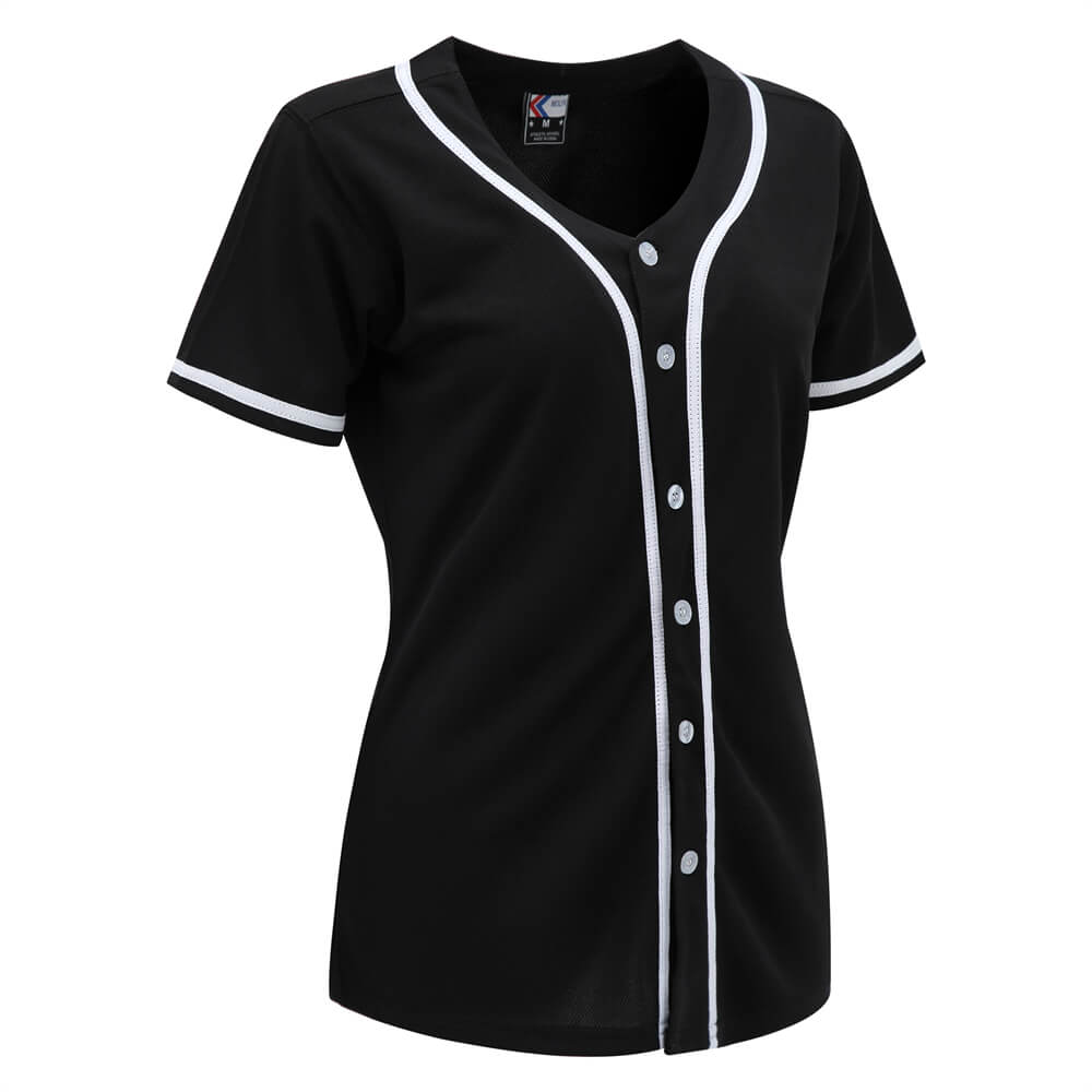 blank black & white full button baseball jersey for women blank black & white full button baseball jersey for women