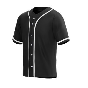 blank black & white full button baseball jersey for men