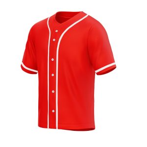 blank red & white full button baseball jersey for men