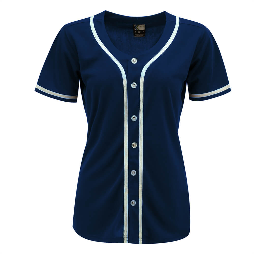blank navy & white full button baseball jersey for women blank navy & white full button baseball jersey for women