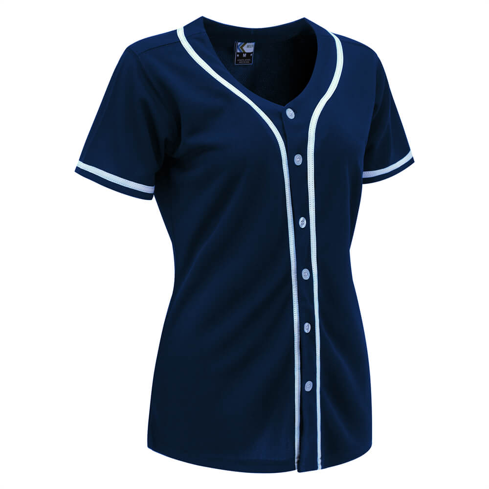 blank navy & white full button baseball jersey for women blank navy & white full button baseball jersey for women
