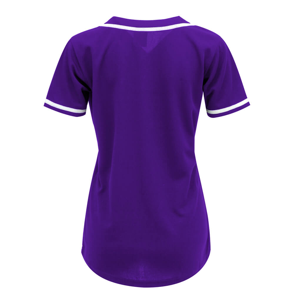 blank purple & white full button baseball jersey for women blank purple & white full button baseball jersey for women