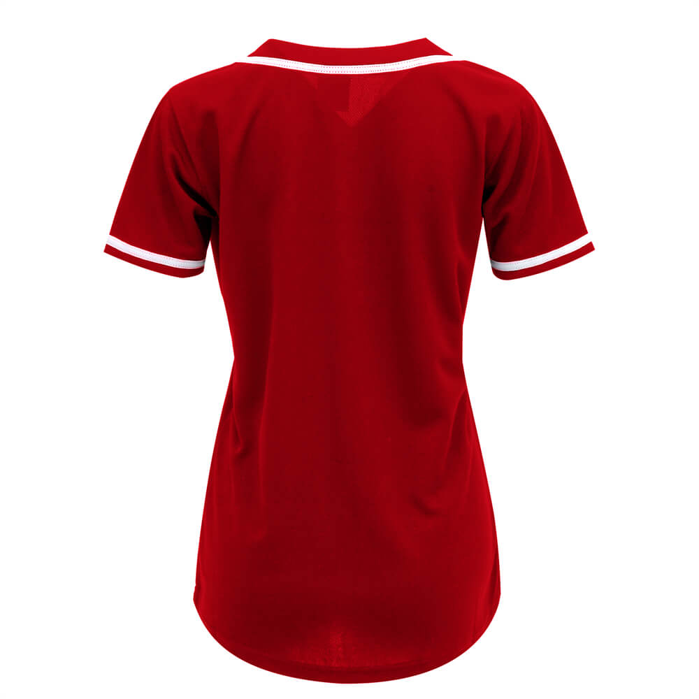 red & white full button baseball jersey for women red & white full button baseball jersey for women