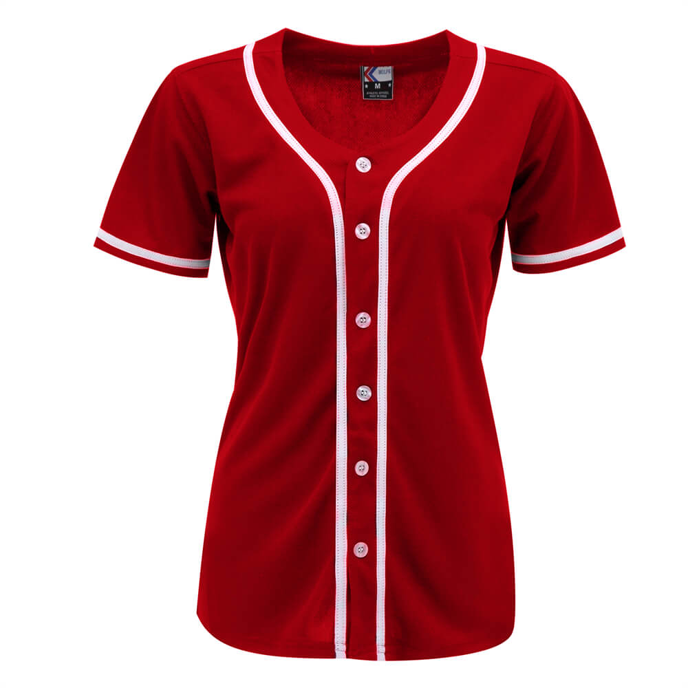 red & white full button baseball jersey for women red & white full button baseball jersey for women